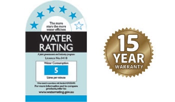 WELS 5 star rating and 15 year warranty